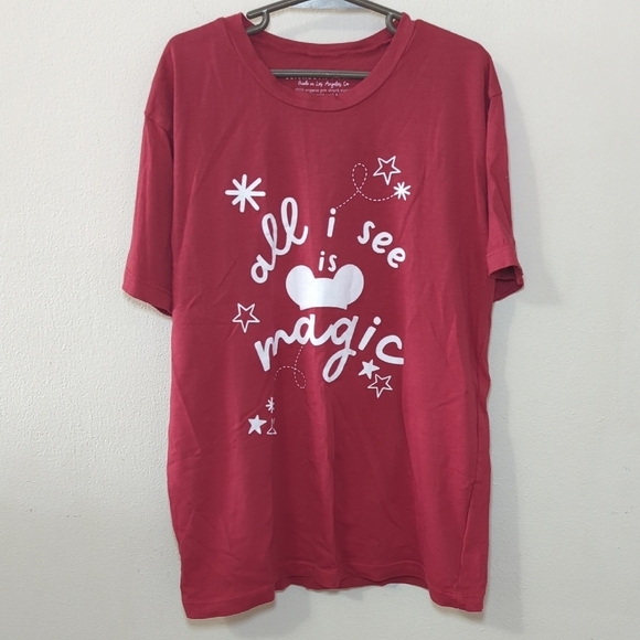 Elizabeth + Faith Other - Elisabeth + Faith Disney T-Shirt Red "All I See is Magic" Mickey Ears Girls 10